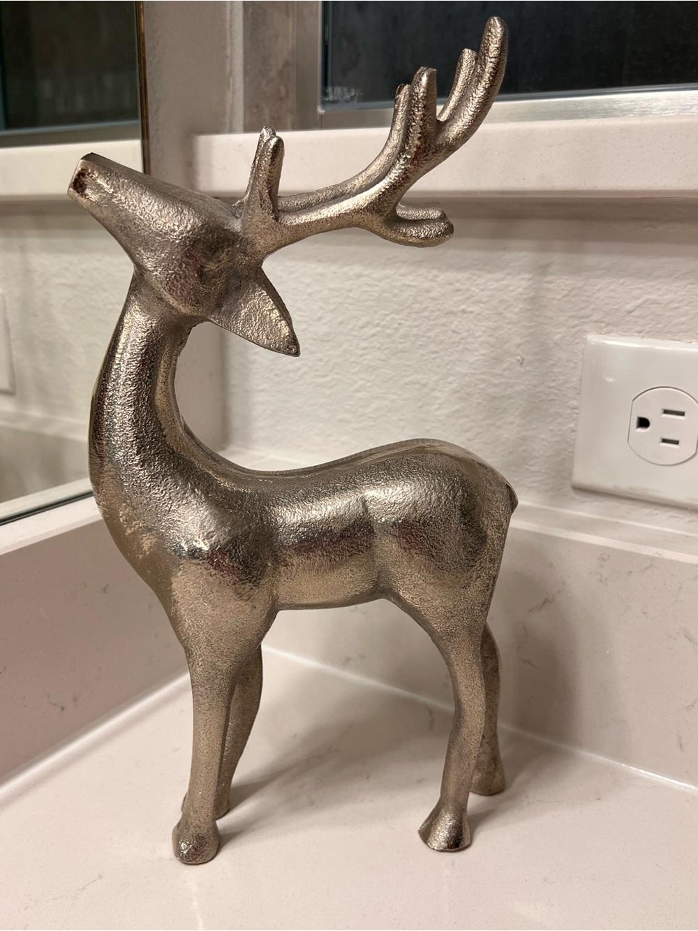 Silver Aluminum Deer Figurine -Accent Decor Piece